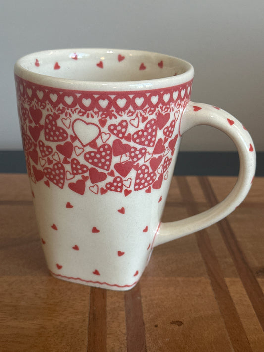 Galia Polish Pottery Red Hearts, XL Mug