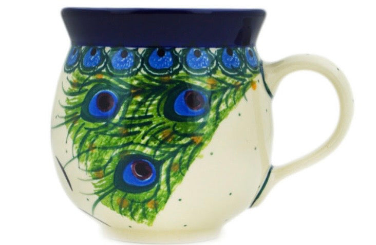 Ceramika Artystyczna, Majestic Peacock, Medium Bubble Mug 12 oz