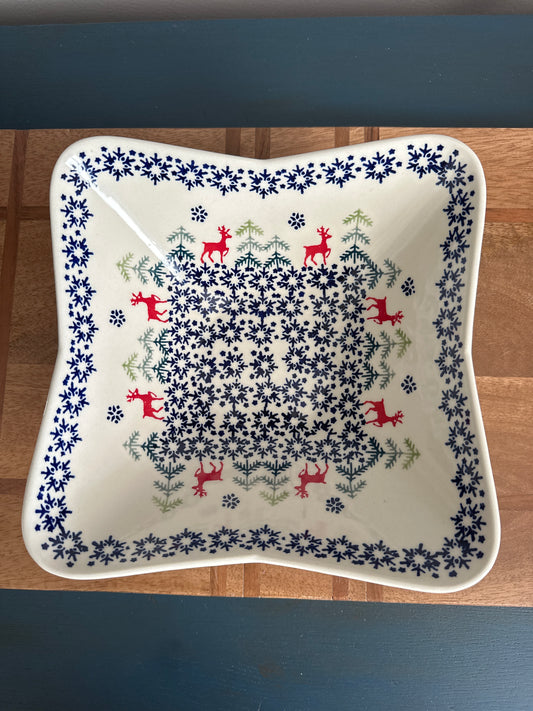 Preowned- Manufaktura Polish Pottery, Square Serving Bowl