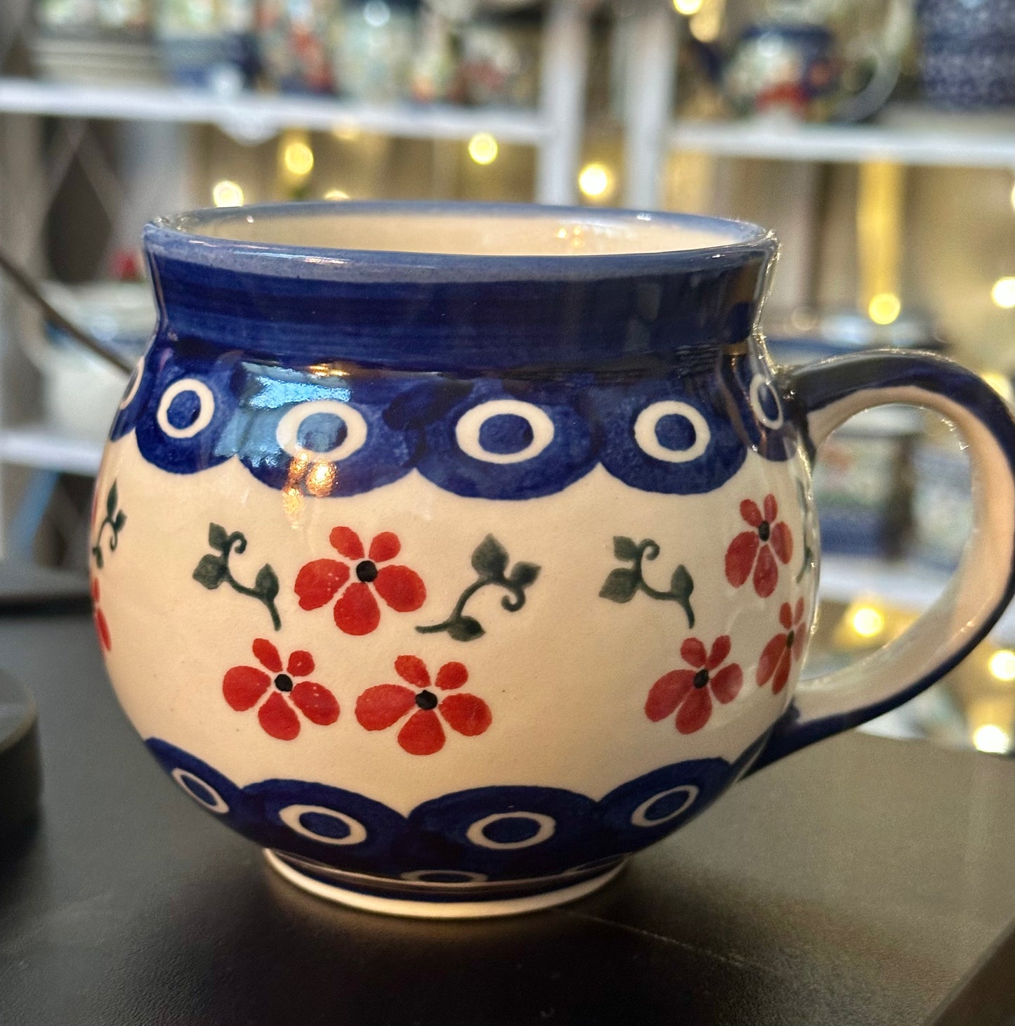 Wiza, Red Floral, Large Bubble Mug Preowned