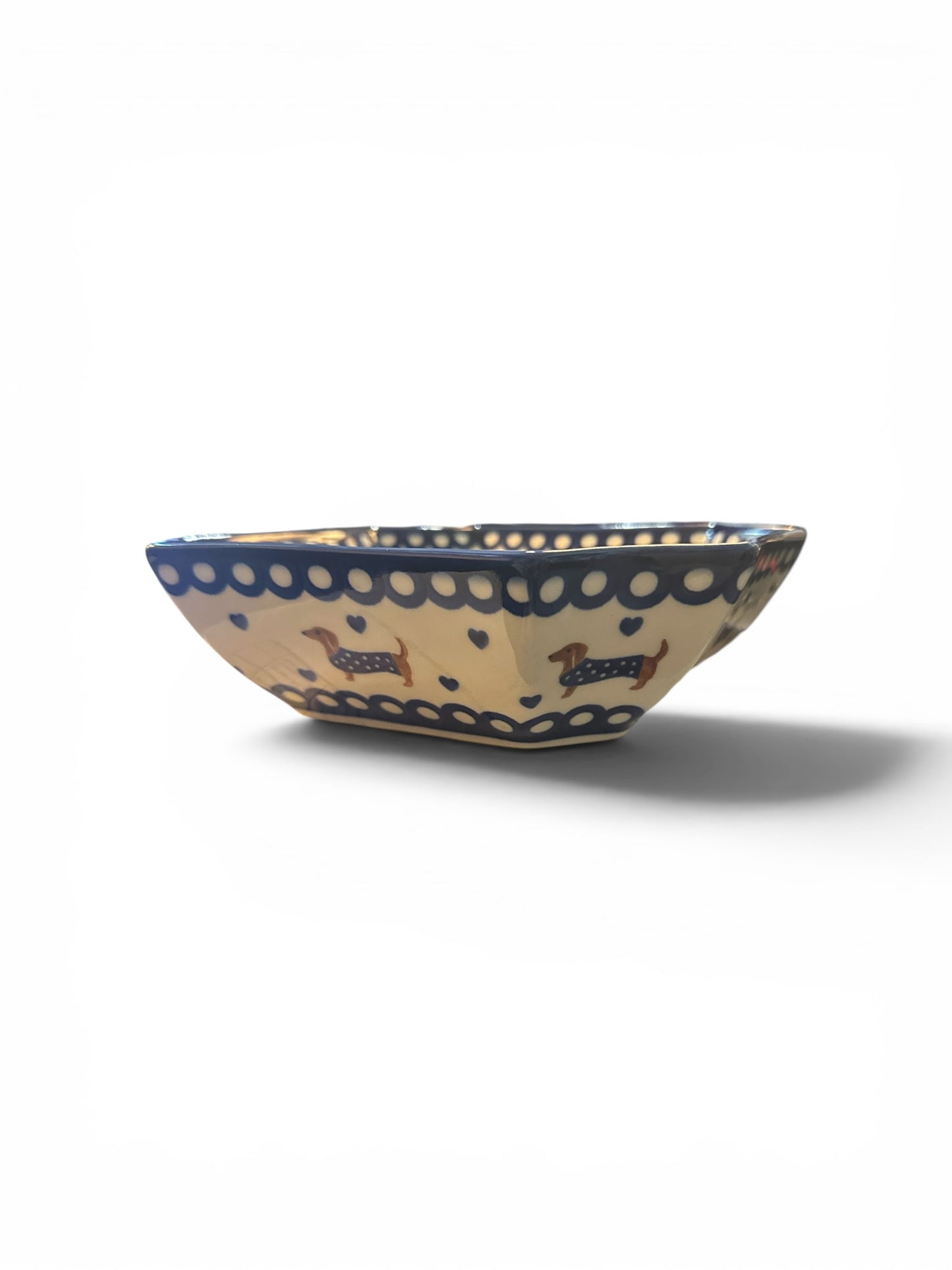 Kalich, Dressed Dachshund, Octagonal Bowl 8.5"