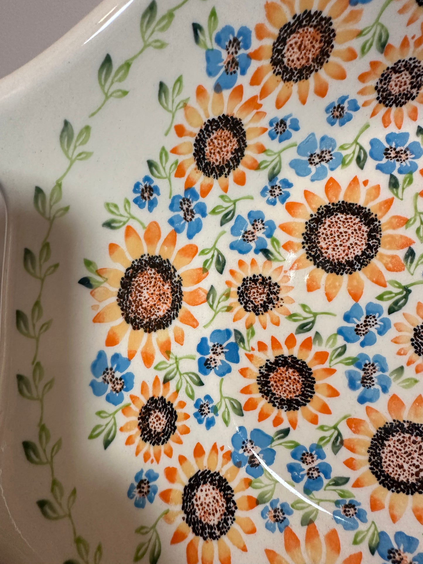Zaklady, Orange Sunflower Garden, Large Bowl with Handles