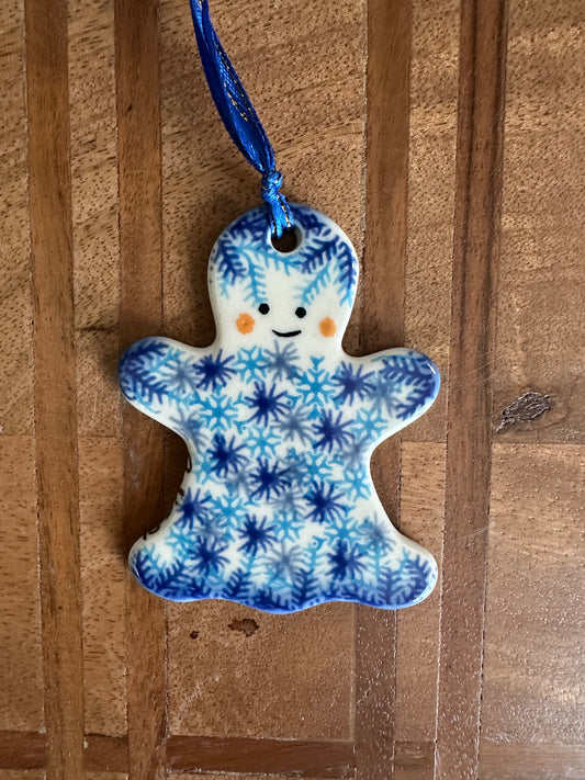 Galia Polish Pottery, Snowflake Gingerbread Lady, Two-Sided Ornament