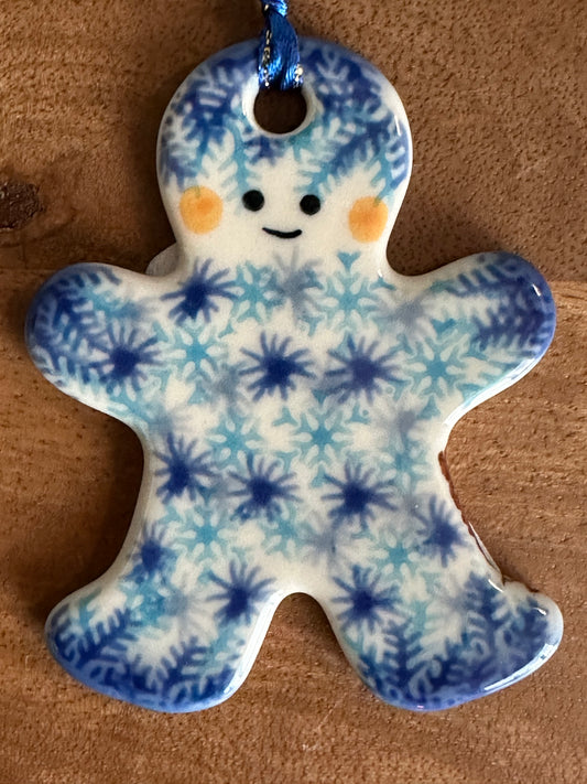 Galia Polish Pottery, Snowflake Gingerbread Boy, Two-Sided Ornament