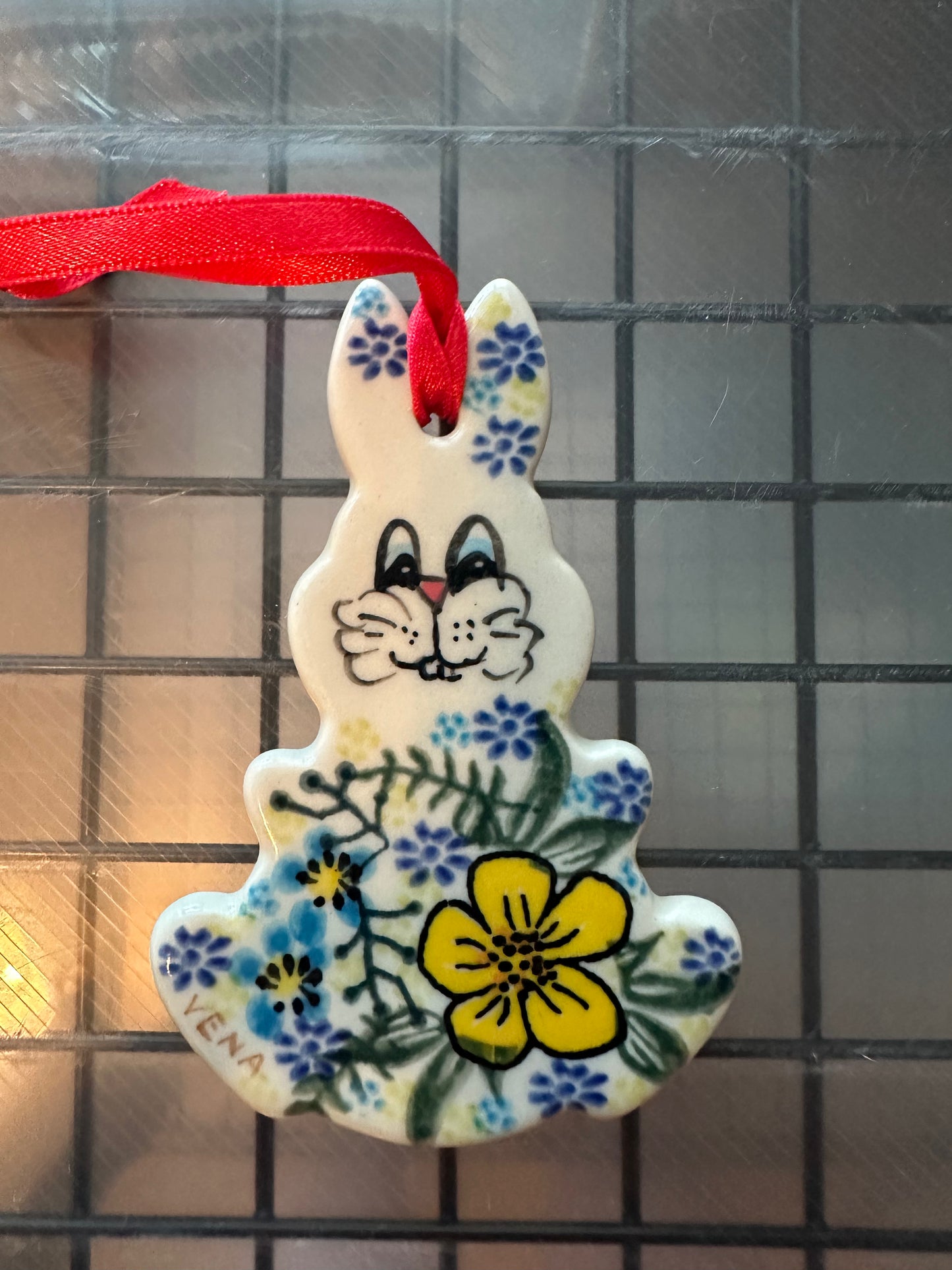 Vena Yellow Afternoon Garden Bunny Ornament