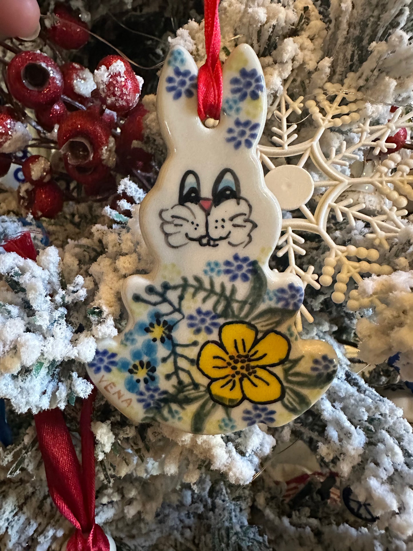 Vena Yellow Afternoon Garden Bunny Ornament