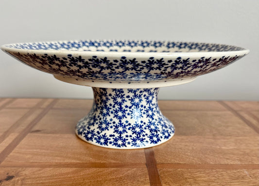 Preowned- Manufaktura Polish Pottery, Pedestal Cake Stand, Christmas Snowflakes & Ornaments
