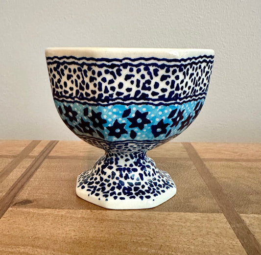 Preowned- Manufaktura Polish Pottery Small, Individual, Pedestal Dessert/Fruit/Dip Bowl