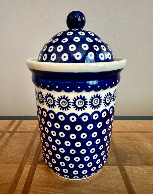 Preowned- Zaklady Polish Pottery, 9" Lidded Canister Jar