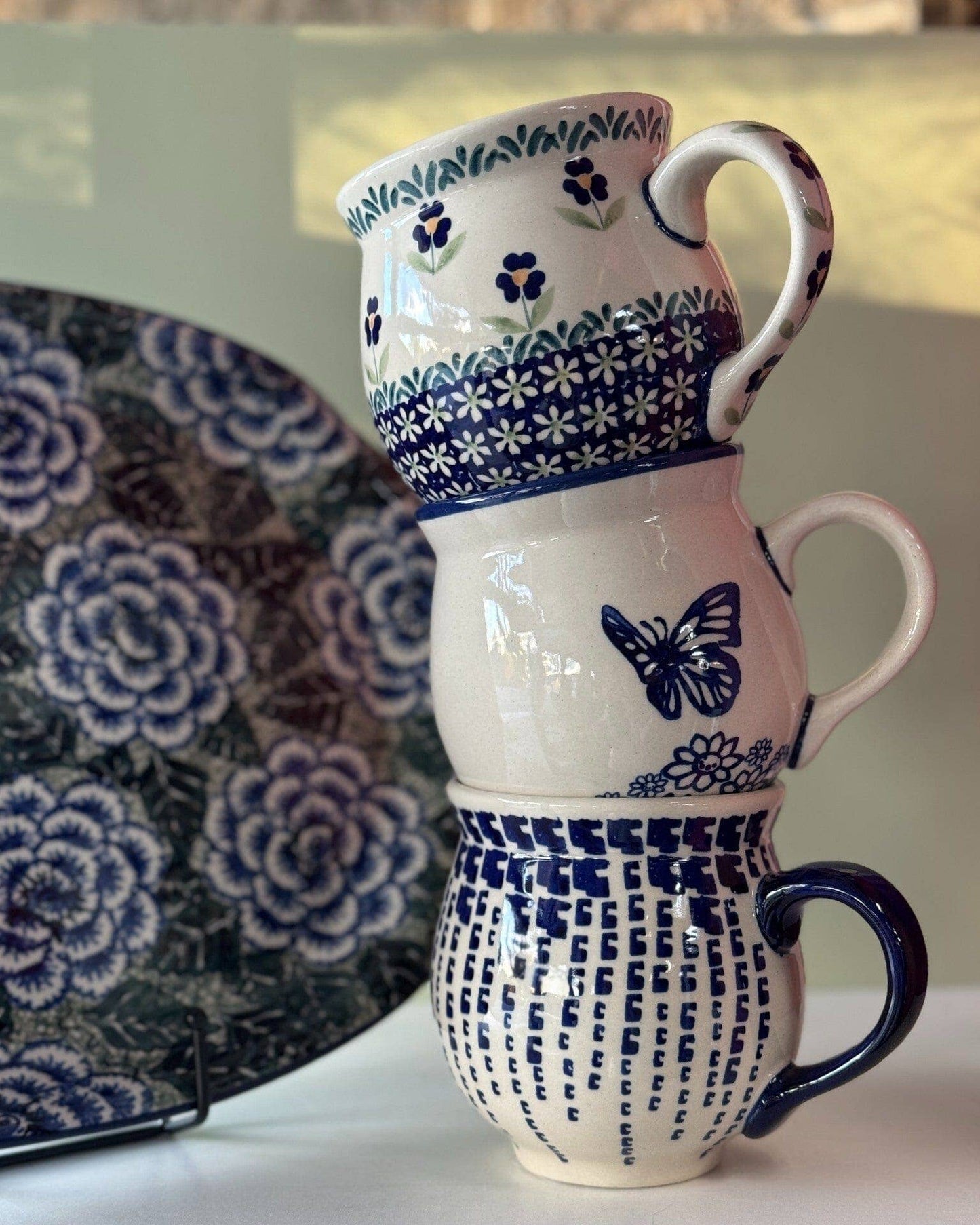 Mug, Belly Mug, 16 oz Large in "Blue Canopy" by Manufaktura