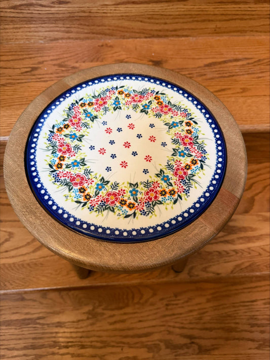 Polish Pottery Small Stool