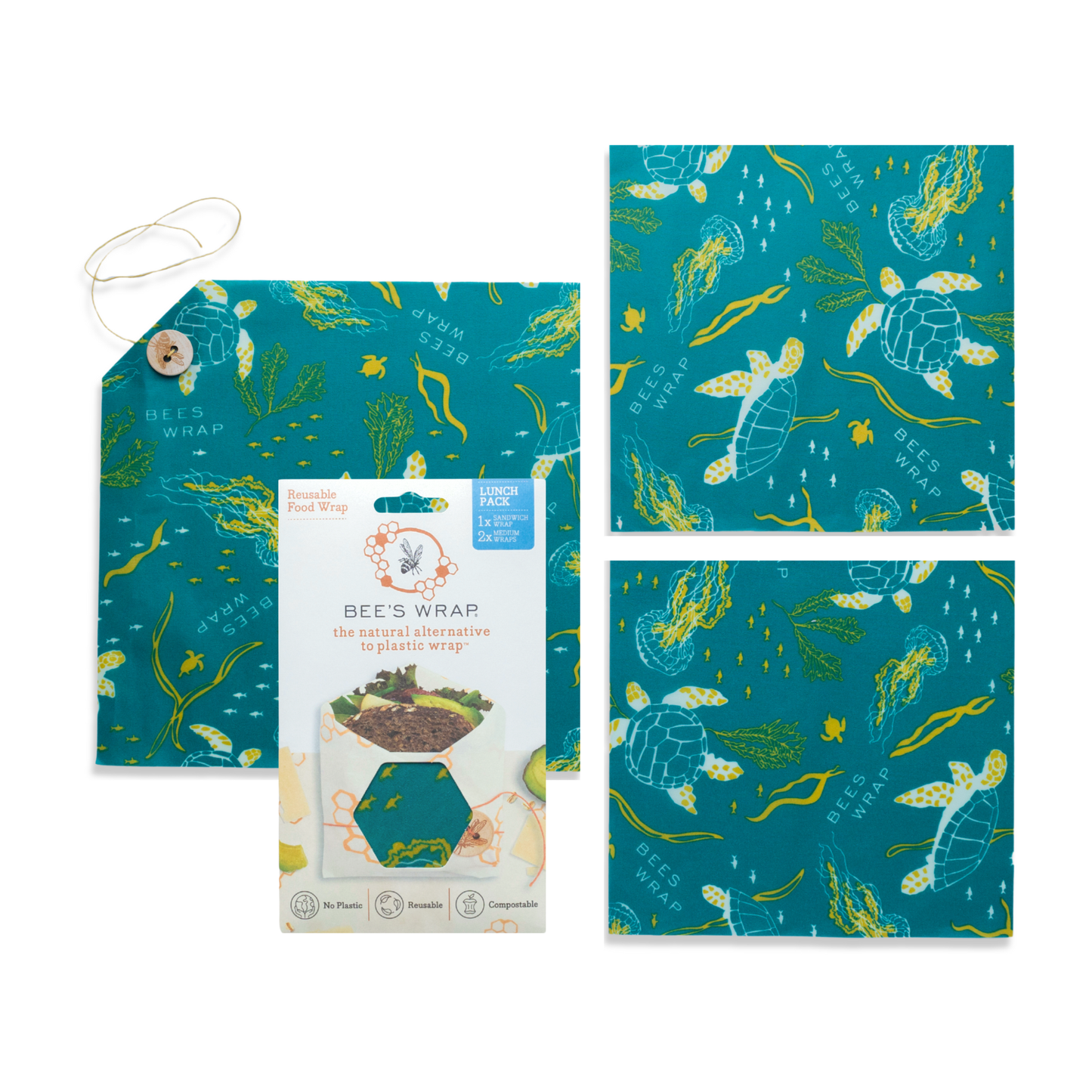 Bee's Wrap, Lunch 3 Pack - Oceans Print