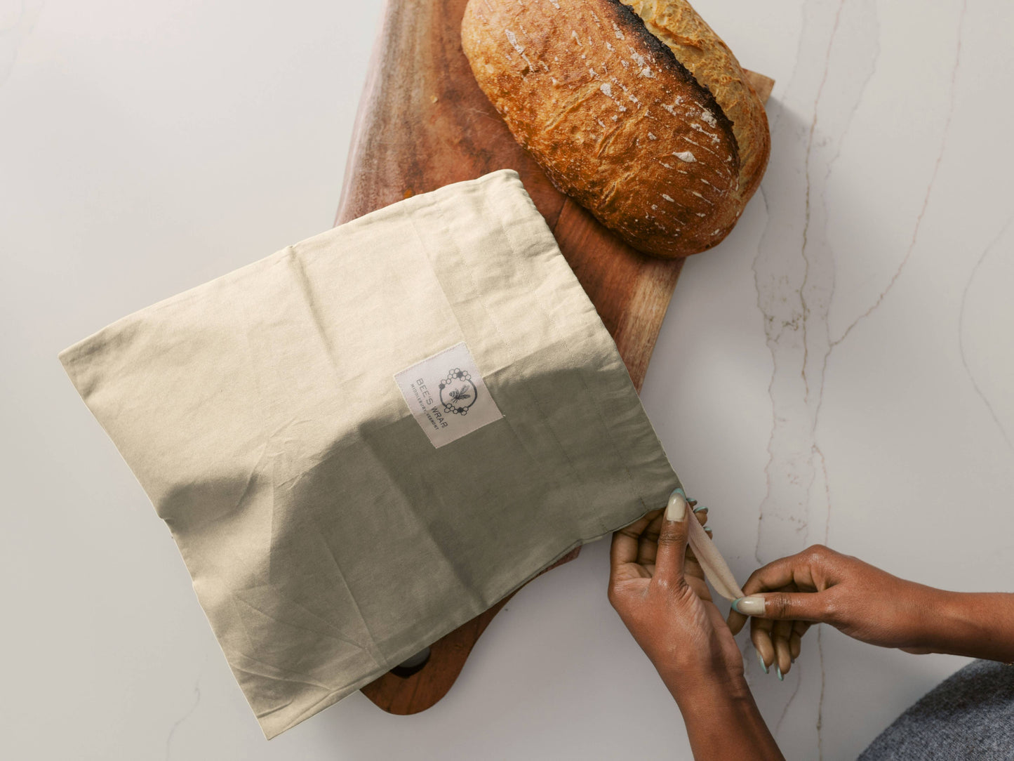 Bee's Wrap, Artisan Bread Bag-Natural, Bakery Lane, Lined Bees Wrap