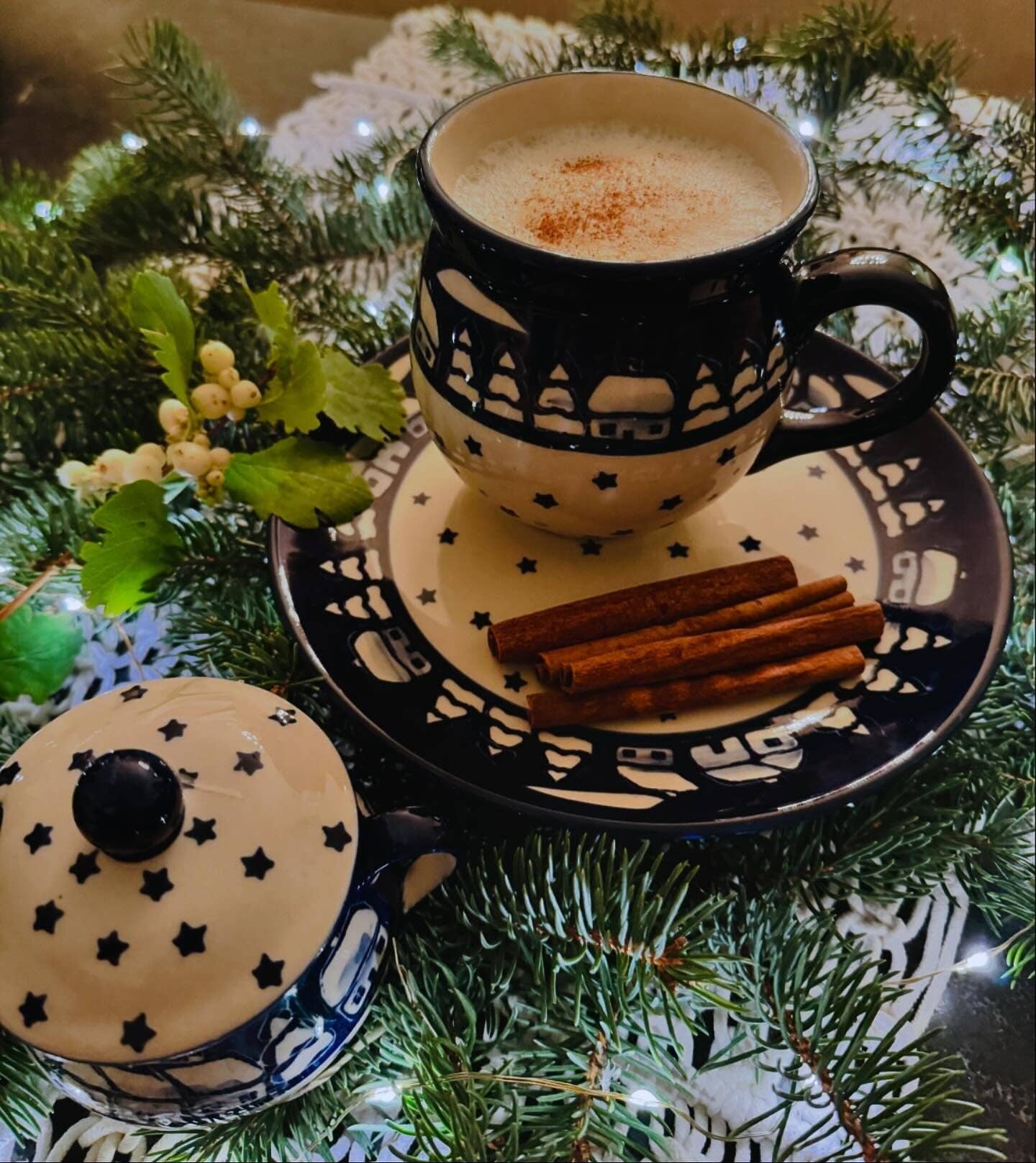 Mug, Belly Mug, 16 oz Large in "Winter's Eve" by Manufaktura